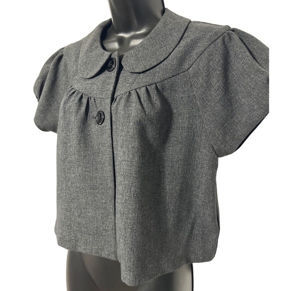 B. Wear Gray Cropped Bolero Jacket Peter Pan Collar Short Sleeve - Picture 1 of 7